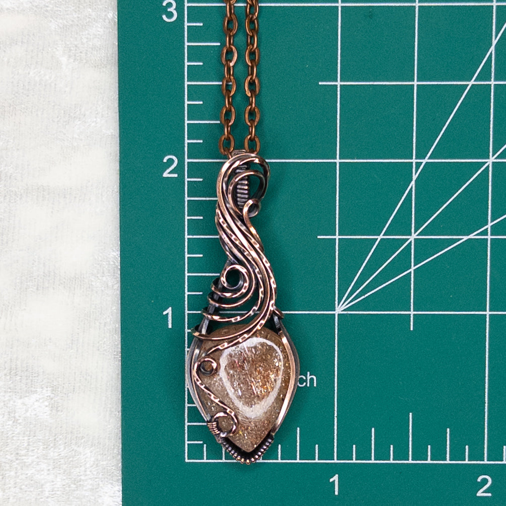 Confetti Sunstone Antiqued Copper Pendant