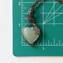 Load image into Gallery viewer, Green Aventurine Heart &amp; Copper Wrapped Pendant with Swirls
