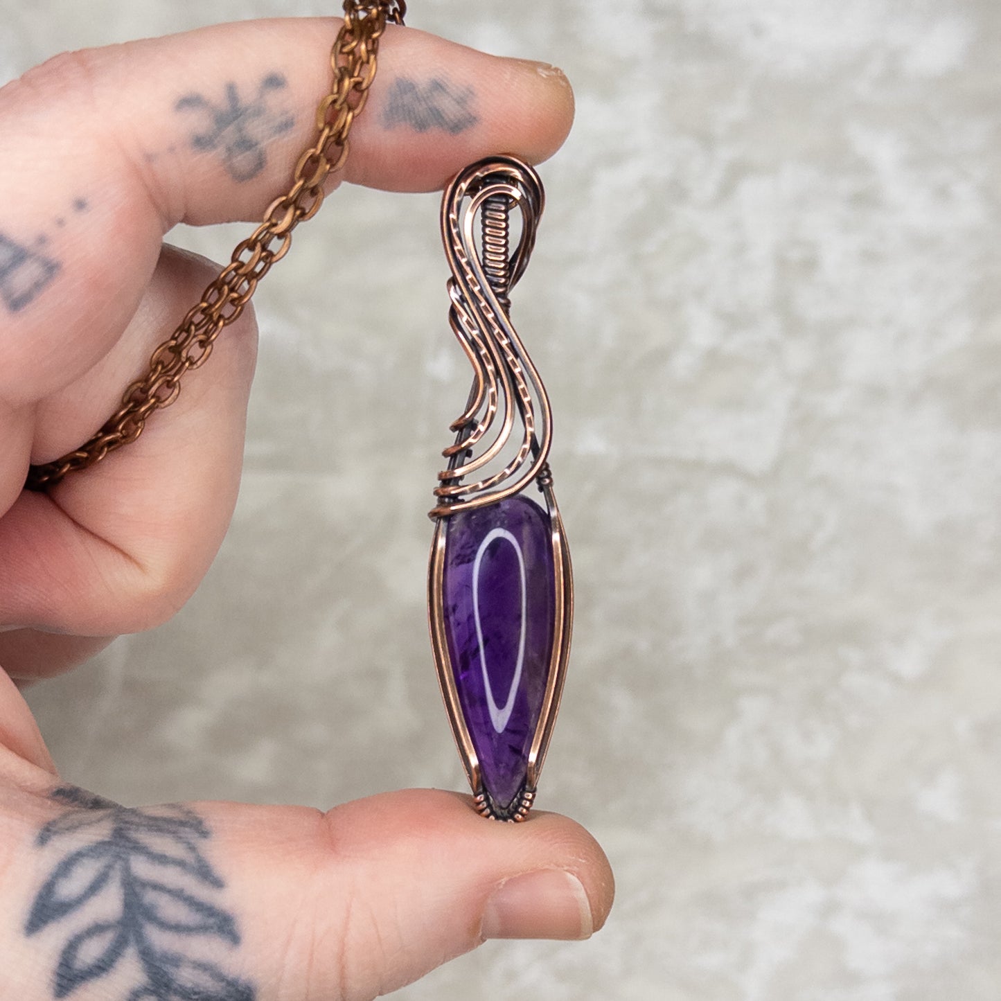 Amethyst Antiqued Copper Pendant