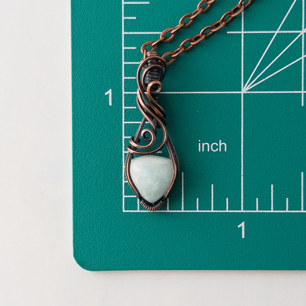 Dainty Larimar Copper Wrapped Pendant