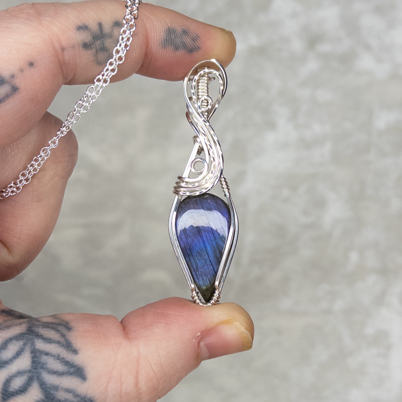Purple & Blue Labradorite .925 Sterling Silver Pendant