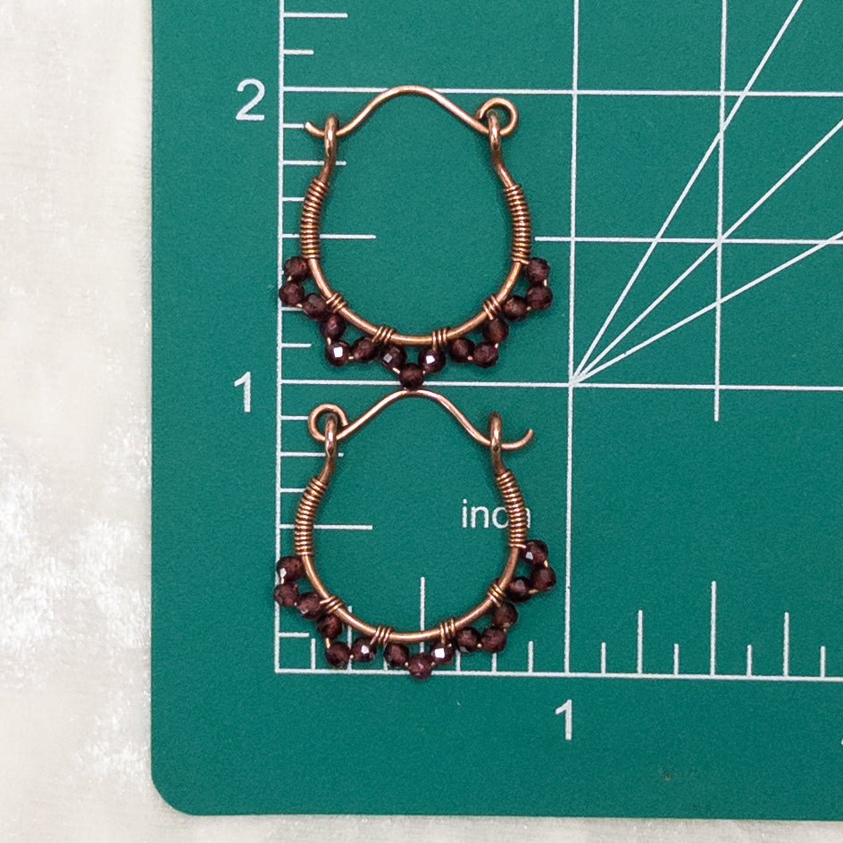 Garnet Copper Hinged Hoop Earrings
