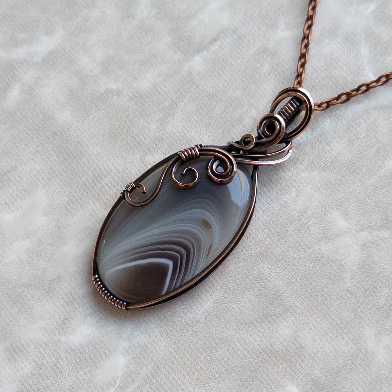 Botswana Agate Antiqued Copper Pendant