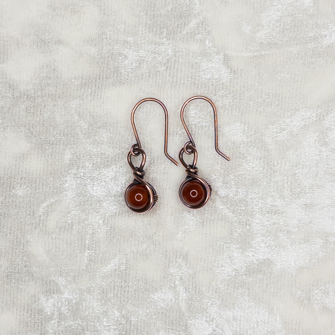 Carnelian Antiqued Copper Earrings