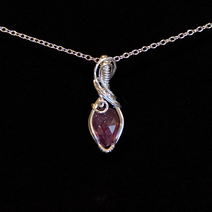 3ct. Rose-Cut Pink Sapphire .925 Sterling Silver Pendant