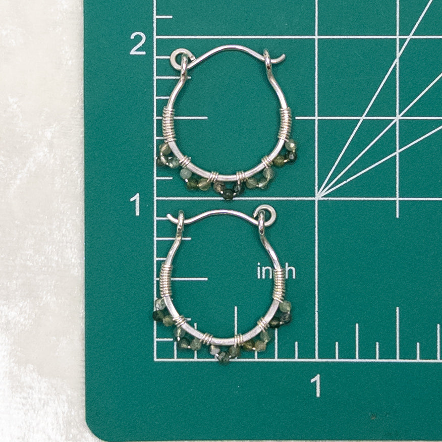 Moss Agate Sterling Silver Hinged Hoop Earrings