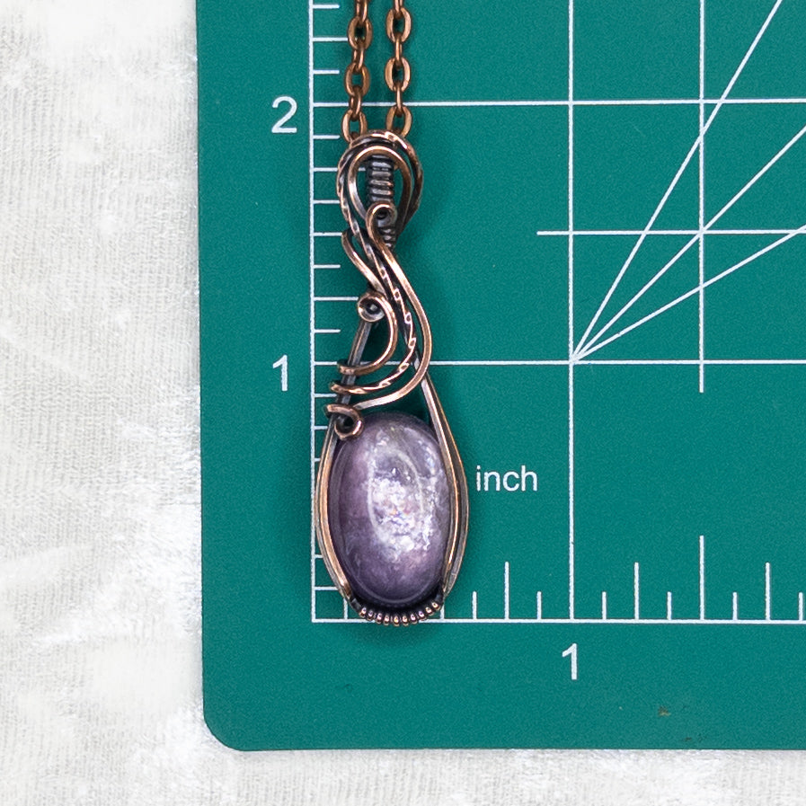 Gemmy Lepidolite Antiqued Copper Pendant