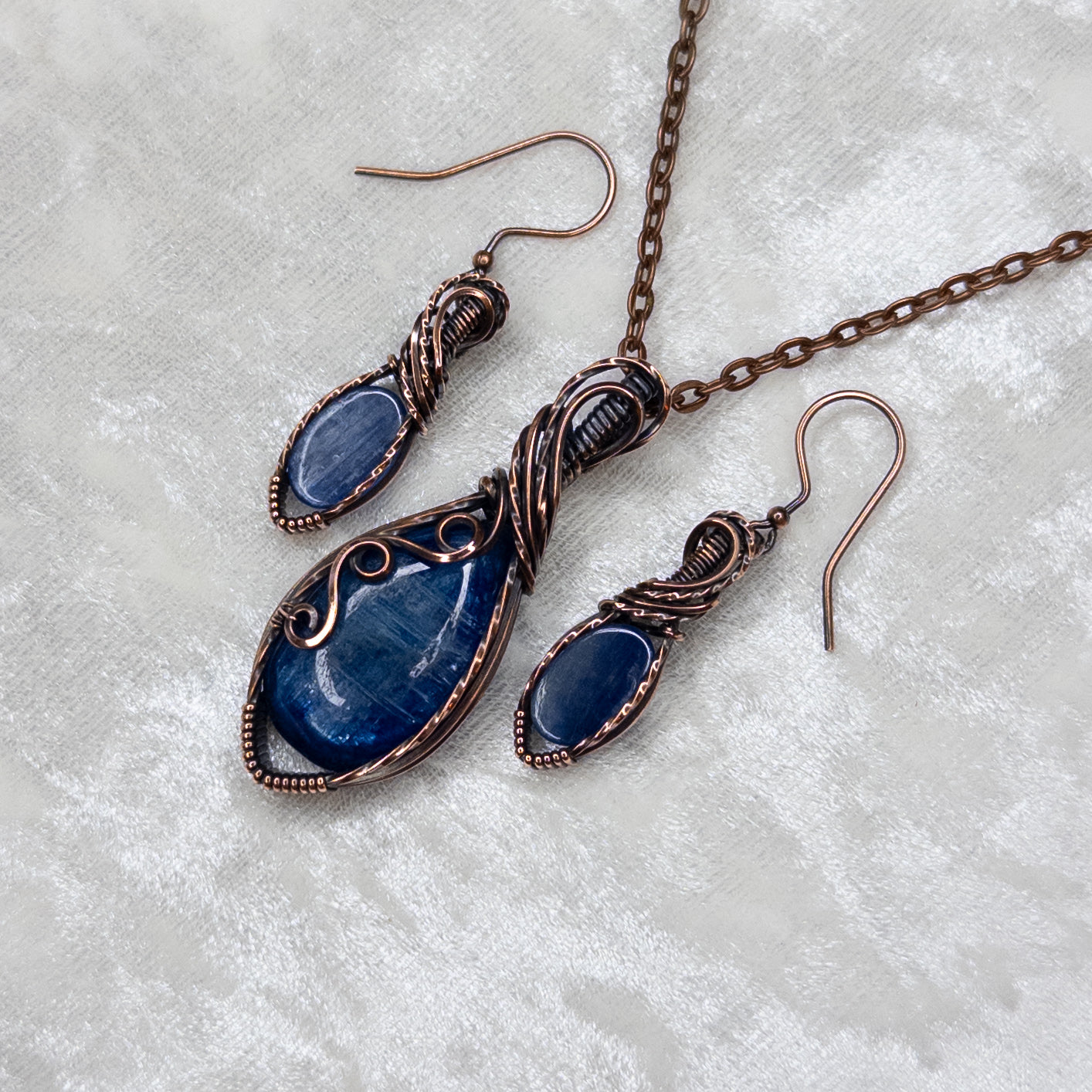 Blue Kyanite Antiqued Copper Set