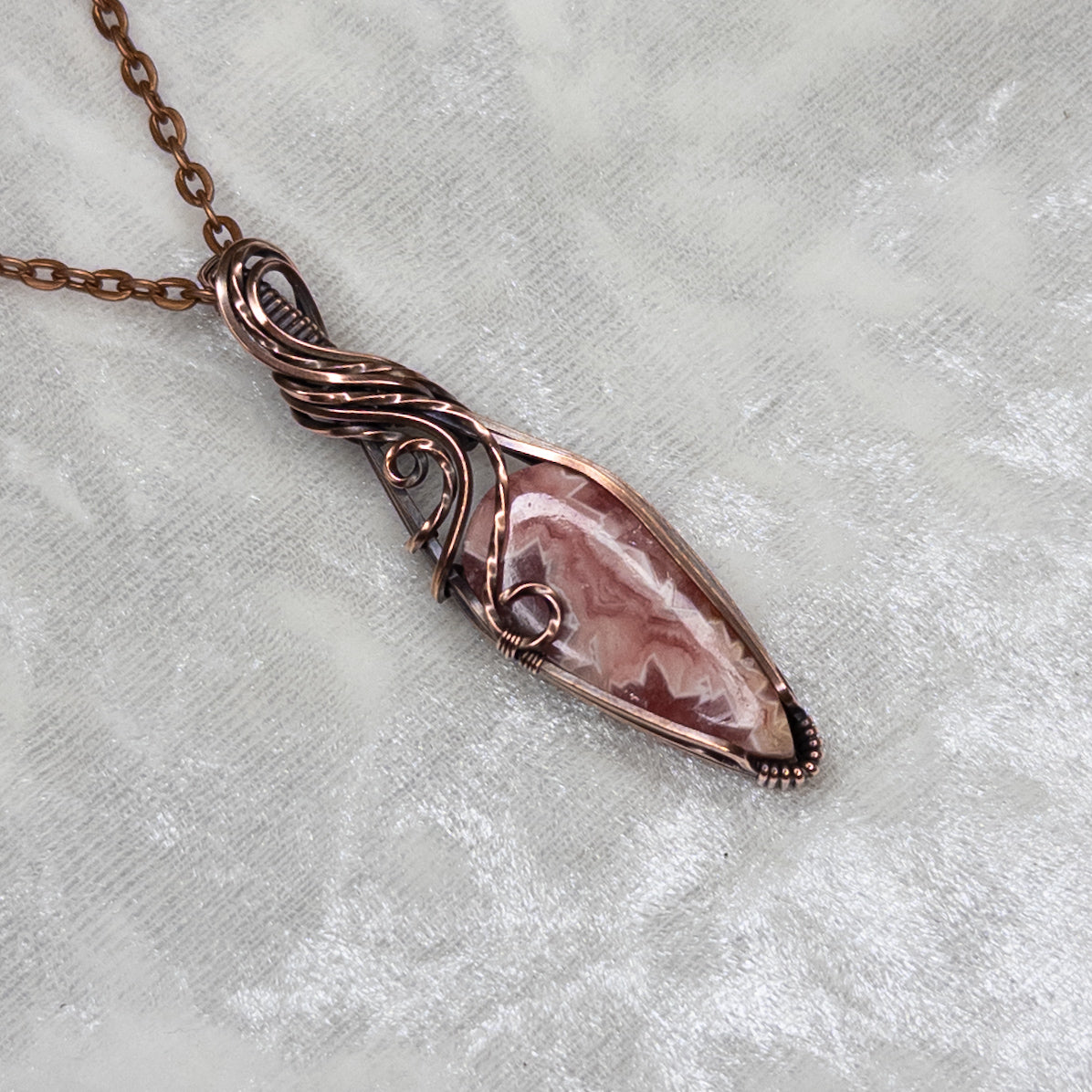Rhodochrosite Antiqued Copper Pendant