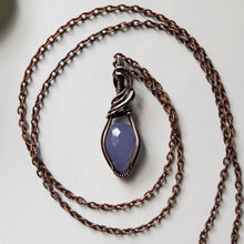 Load image into Gallery viewer, Faceted Lavender Chalcedony &amp; Copper Wrapped Pendant
