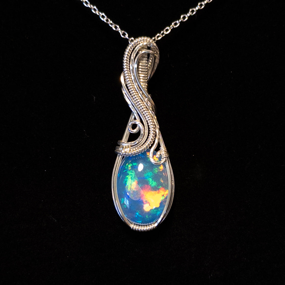 11.75ct. Ethiopian Opal .925 Sterling Silver Pendant