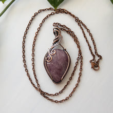 Load image into Gallery viewer, Lavender Rose Quartz &amp; Copper Wrapped Pendant
