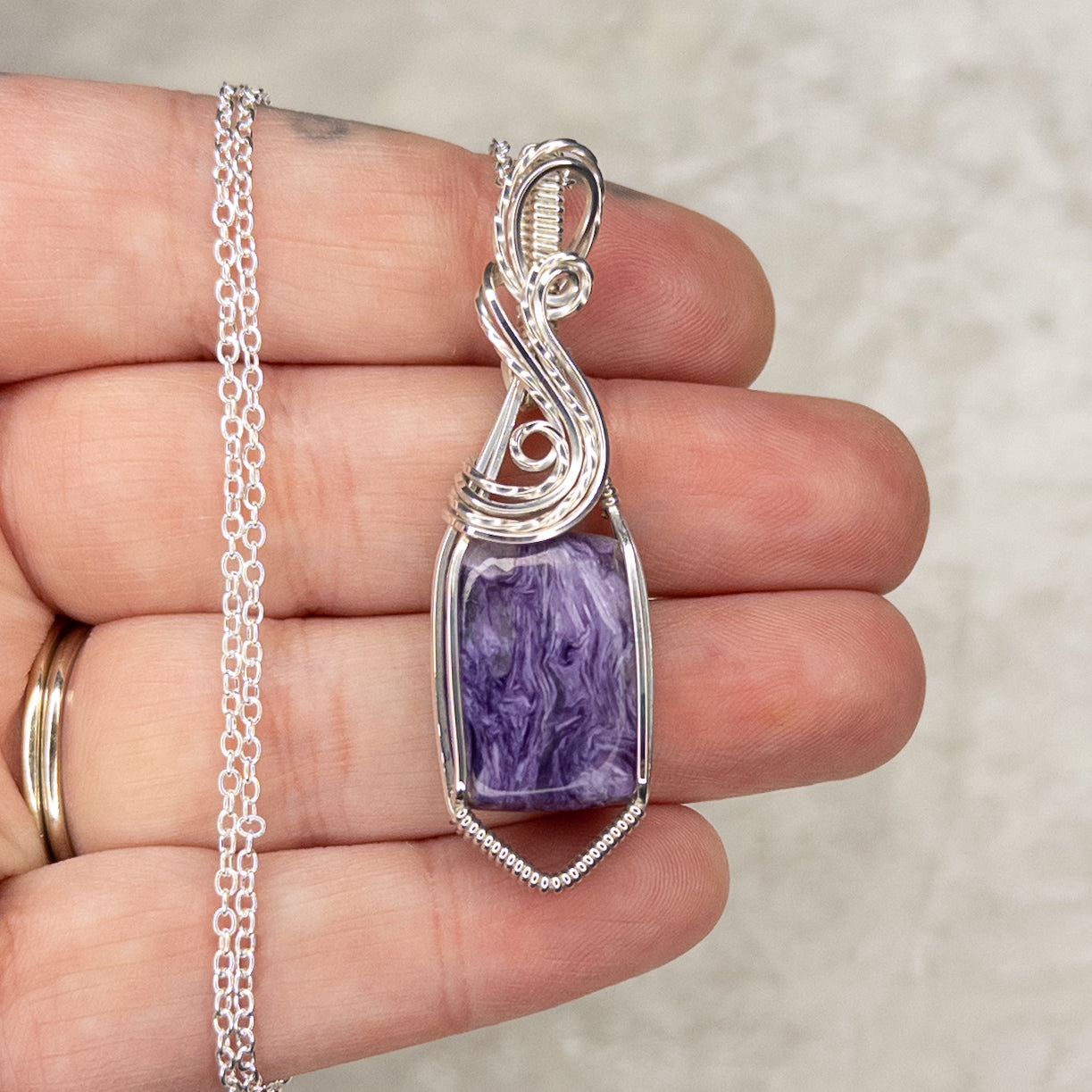 Charoite .925 Sterling Silver Pendant