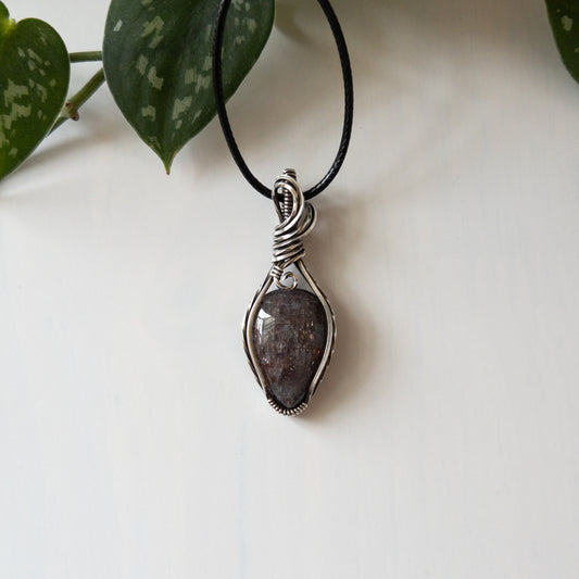 Iolite & Sterling Silver Wrapped Pendant