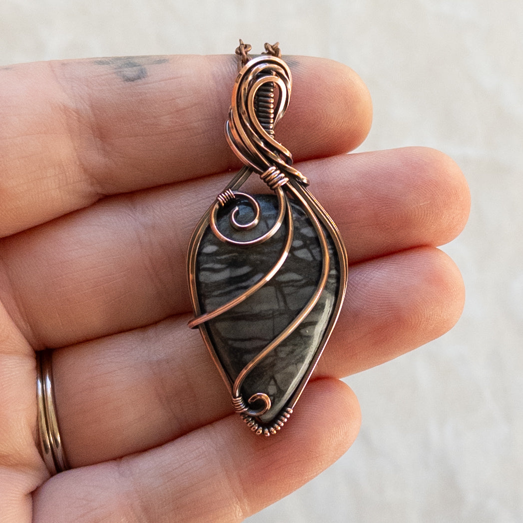 Picasso Jasper Antiqued Copper Pendant