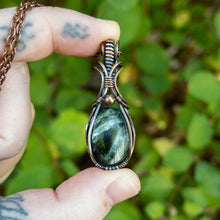 Load image into Gallery viewer, Seraphinite “Elixir” Antiqued Copper Wrapped Pendant
