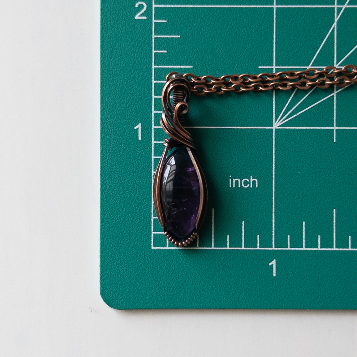 Dainty Amethyst Copper Wrapped Pendant