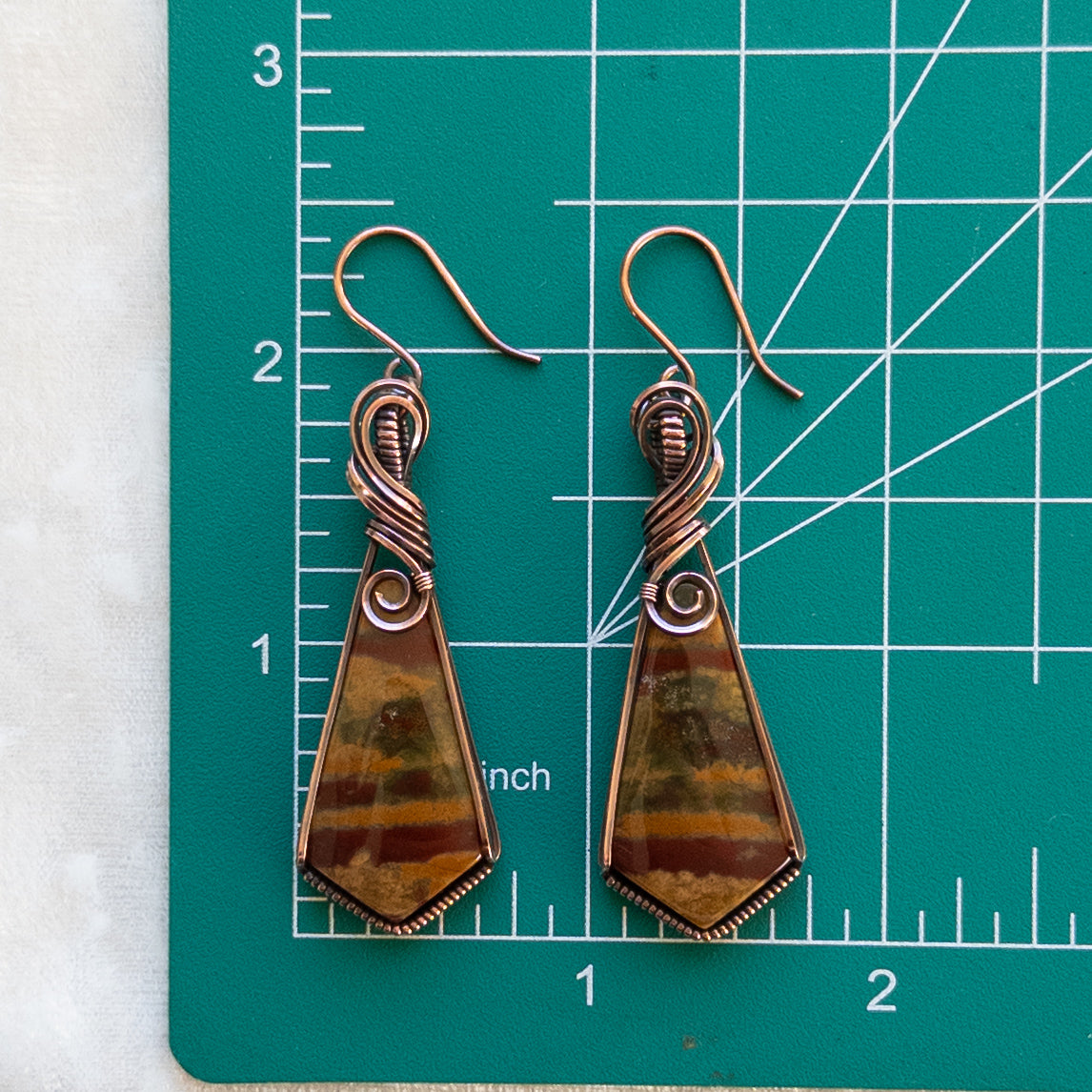 Autumn Jasper Antiqued Copper Earrings