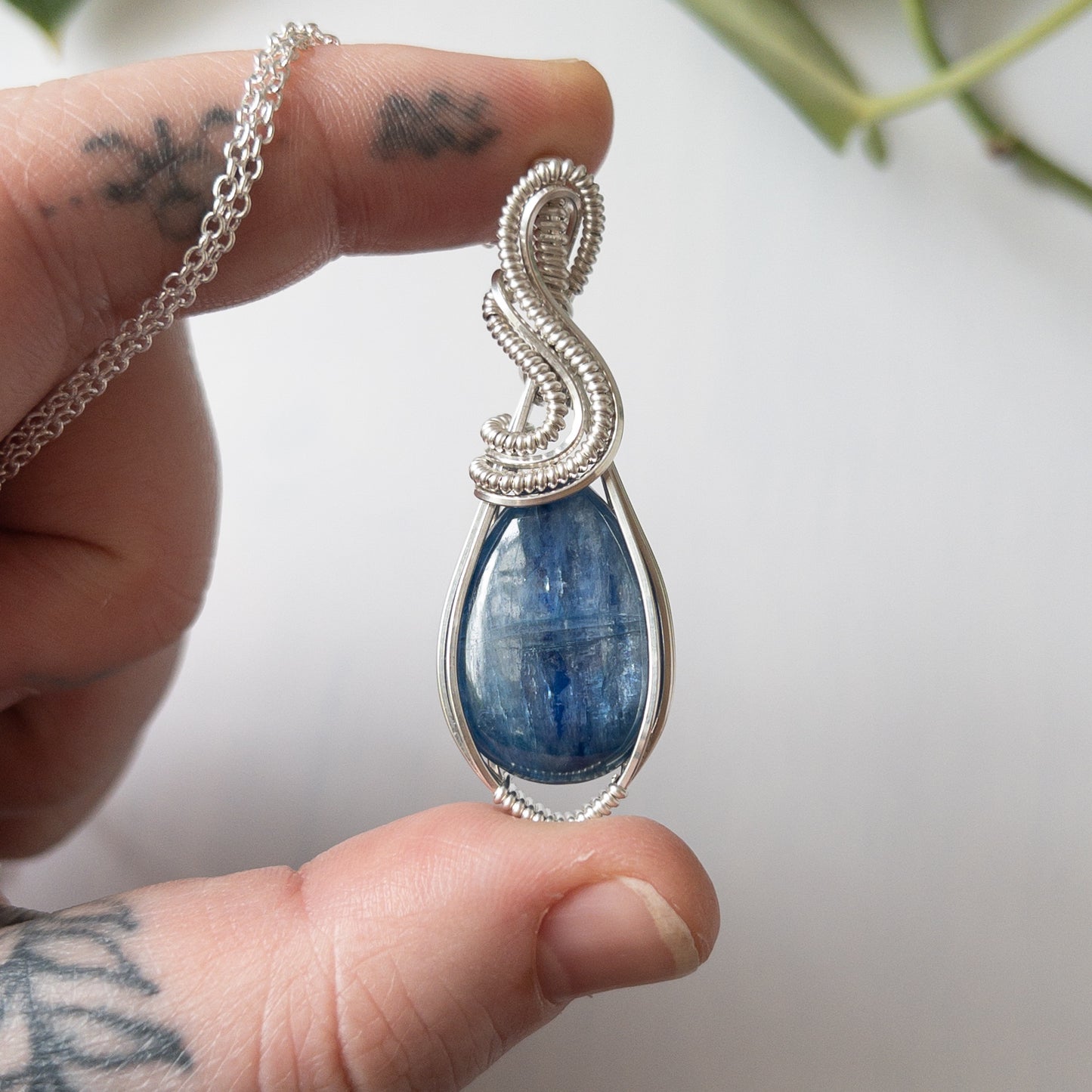 Kyanite & Sterling Silver Wrapped Pendant