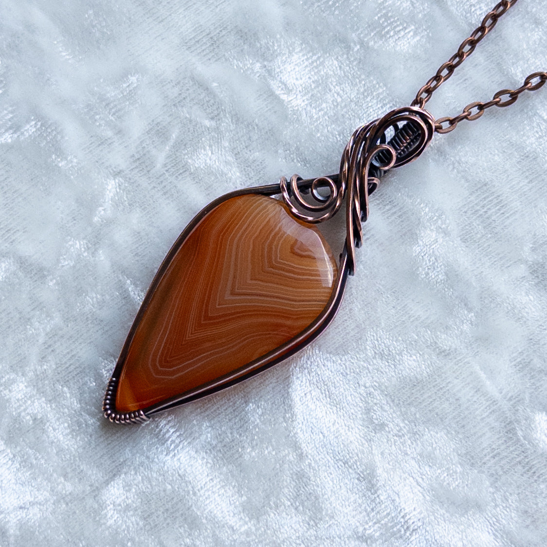 Orange Lake Superior Agate Pendant - Antiqued Copper