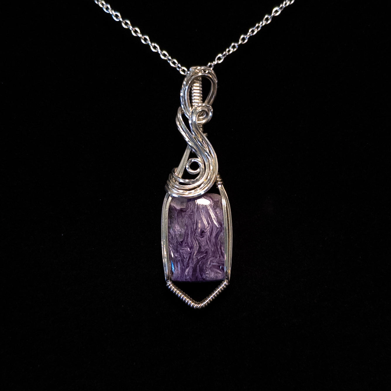 Charoite .925 Sterling Silver Pendant
