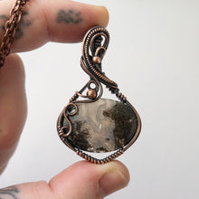 Load image into Gallery viewer, Moss Agate Copper Wrapped Pendant
