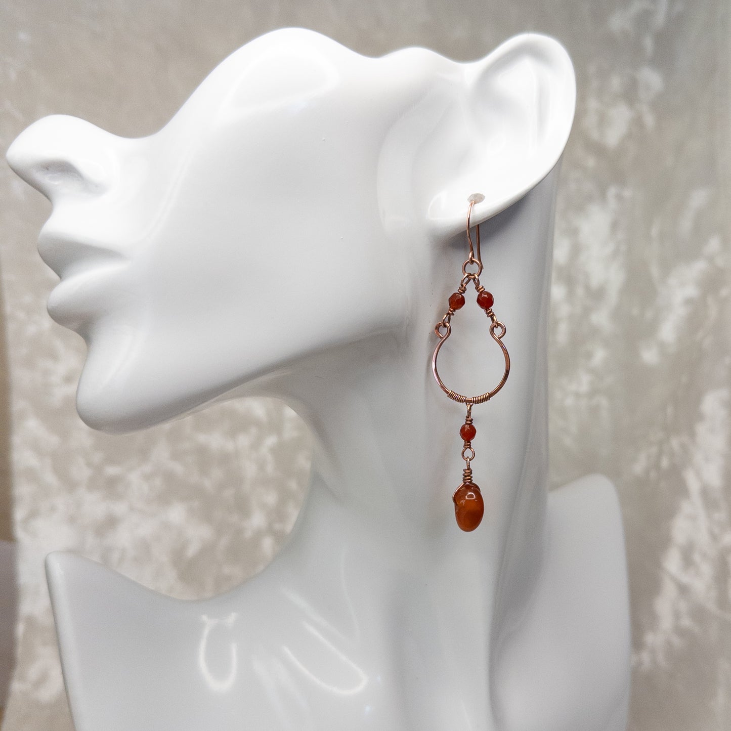 Carnelian Copper Chandelier Earrings