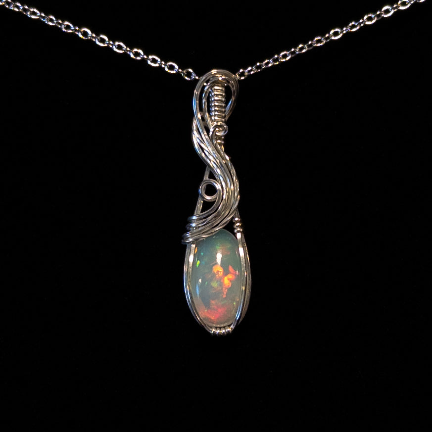 3ct. Ethiopian Opal .925 Sterling Silver Pendant