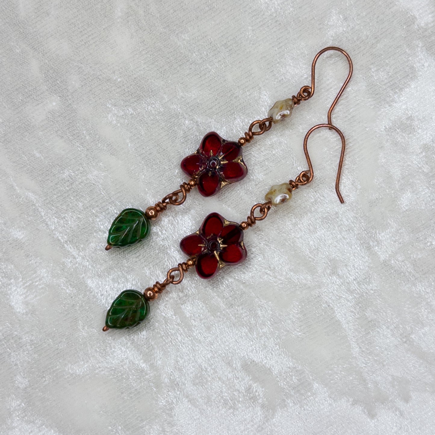 Poinsettia, Star, & Leaf Dangle Earrings