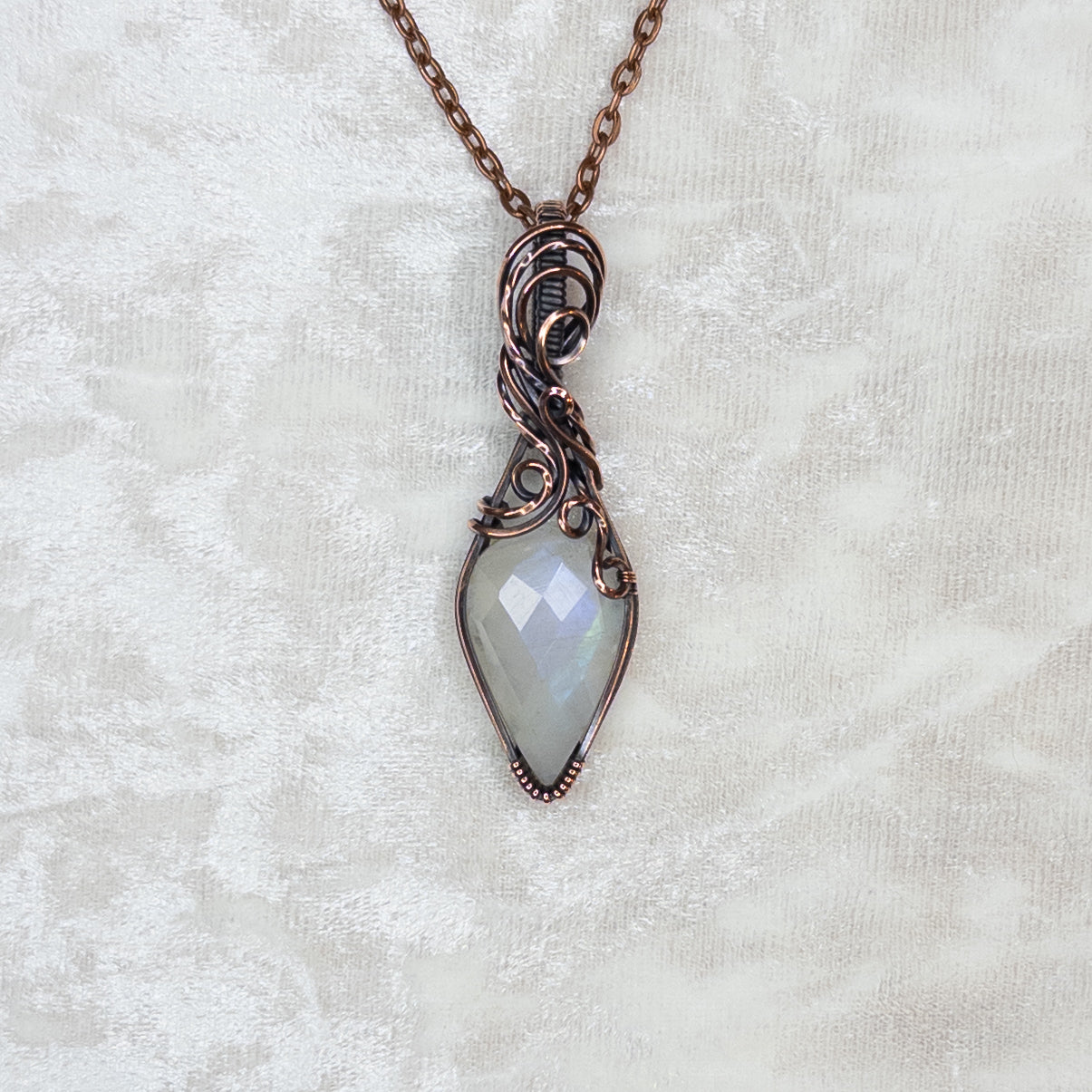 Rose Cut Moonstone Antiqued Copper Pendant