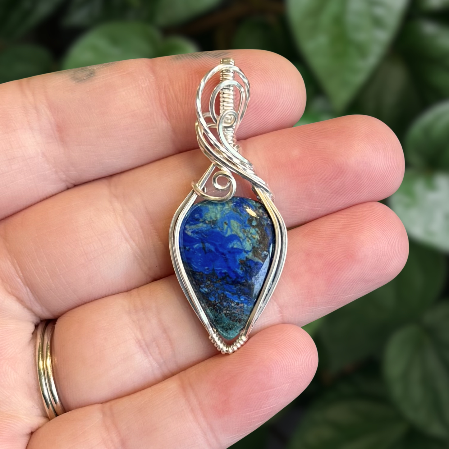 Moroccan Azurite & Malachite Sterling Silver Pendant