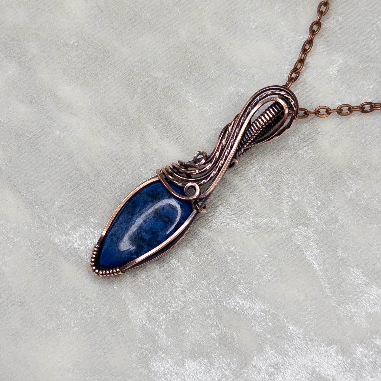 Dumortierite Antiqued Copper Pendant