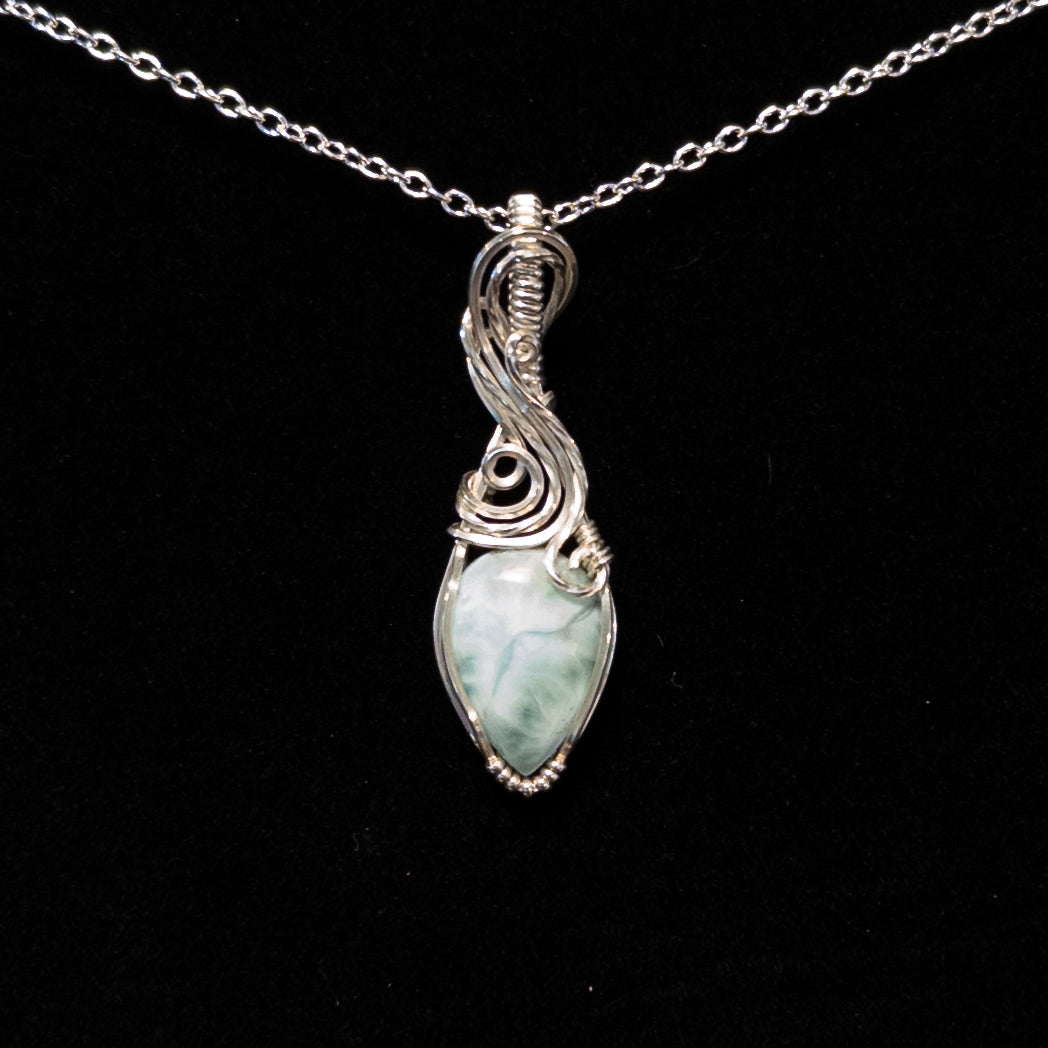 Dainty Larimar .925 Sterling Silver Pendant