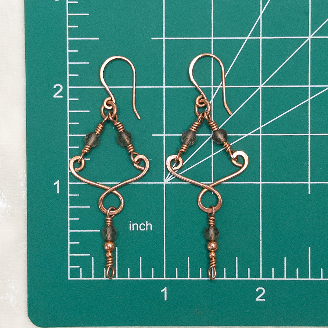 Smoky Quartz Copper Chandelier Earrings