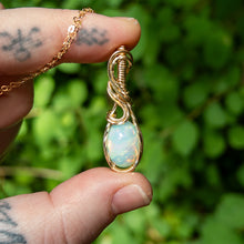 Charger l&#39;image dans la galerie, Tethys - Opal &amp; Gold Fill Wire Wrapped Pendant
