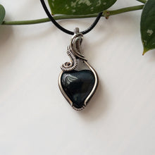 Charger l&#39;image dans la galerie, Blue Tiger’s Eye Heart &amp; Sterling Silver Wrapped Pendant
