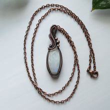 Load image into Gallery viewer, Blue Flash Moonstone &amp; Copper Wrapped Pendant
