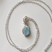 Load image into Gallery viewer, Aquamarine &amp; Sterling Silver Wrapped Mini Pendant
