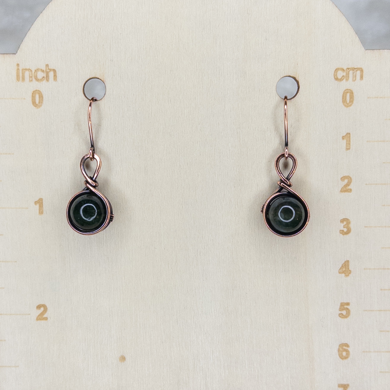 Moss Agate Antiqued Copper Earrings