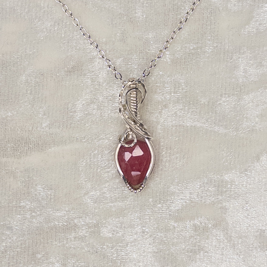 3ct. Rose-Cut Pink Sapphire .925 Sterling Silver Pendant