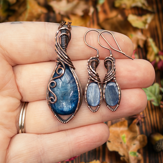Blue Kyanite Antiqued Copper Set