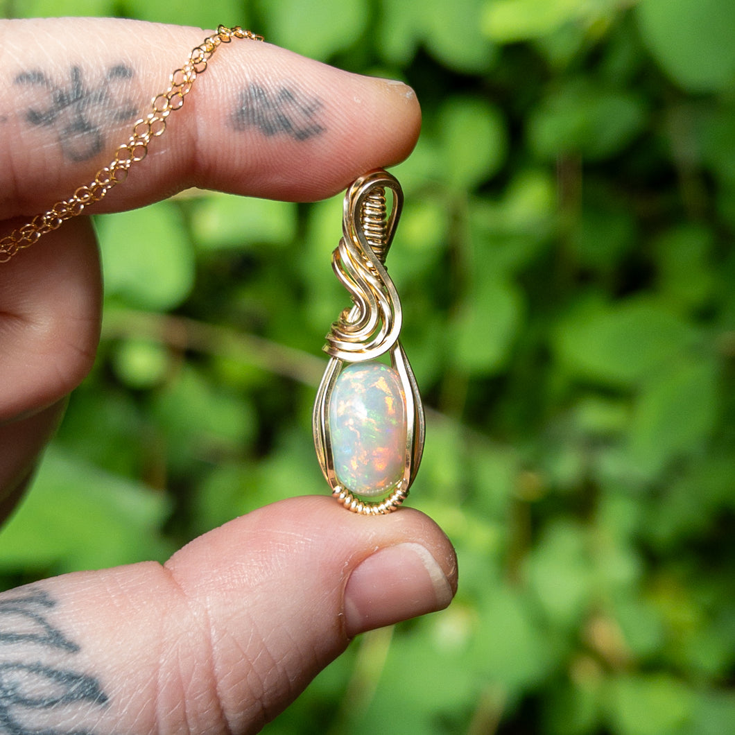 Phoebe - Opal & Gold Fill Wire Wrapped Pendant