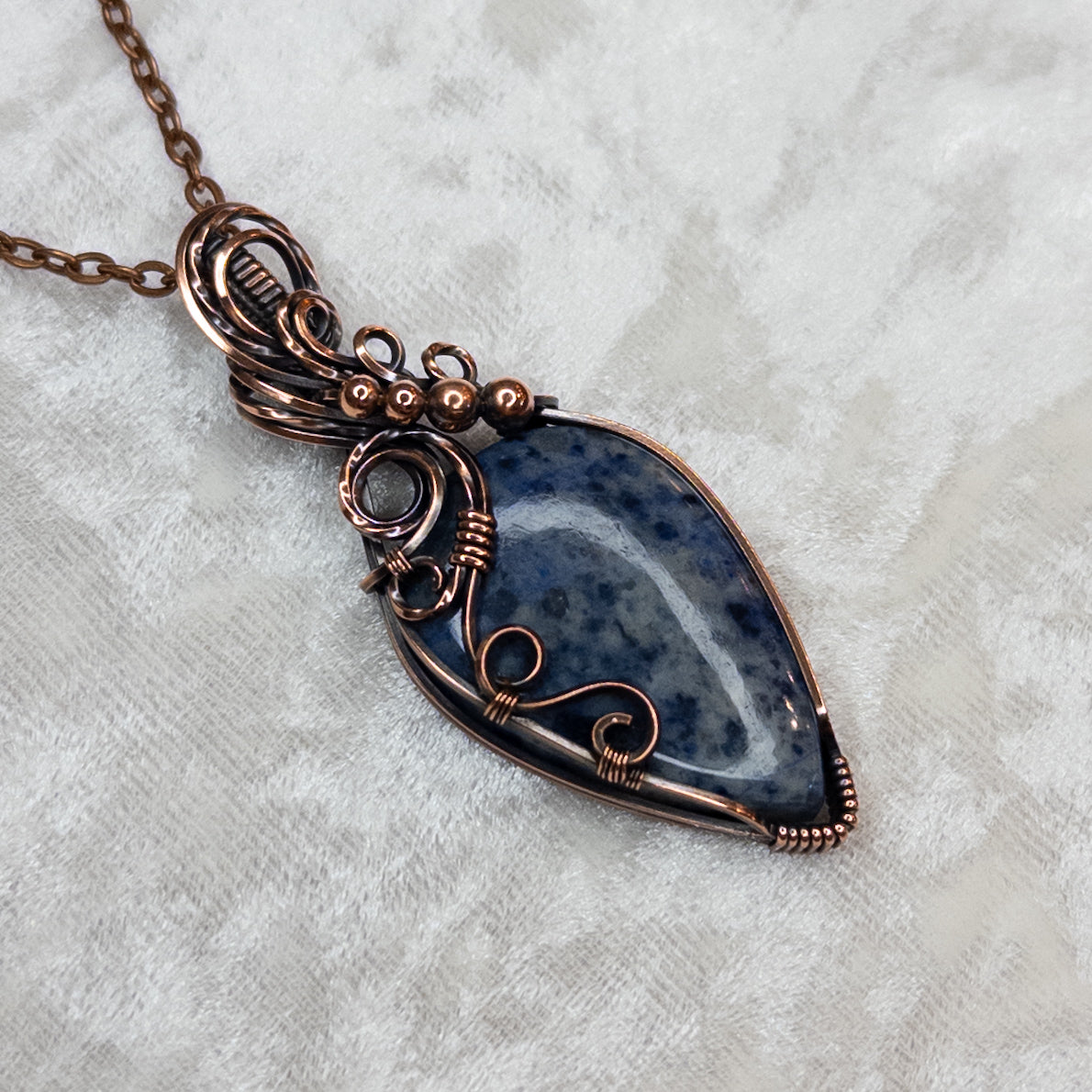 Dumortierite Antiqued Copper Pendant