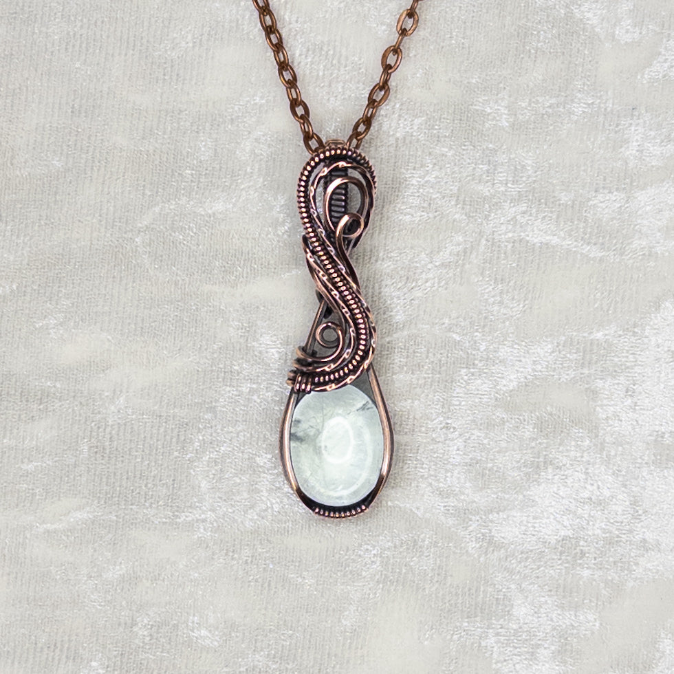 *March Birthstone* Aquamarine Antiqued Copper Pendant