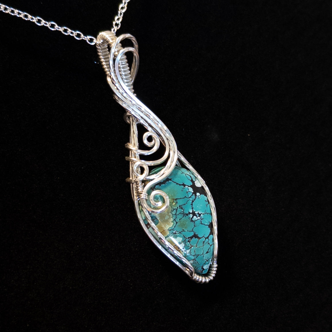 Hubei Turquoise & .925 Sterling Silver Pendant