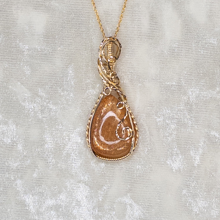 22.7 Carat Confetti Sunstone 14k Gold-Filled Pendant