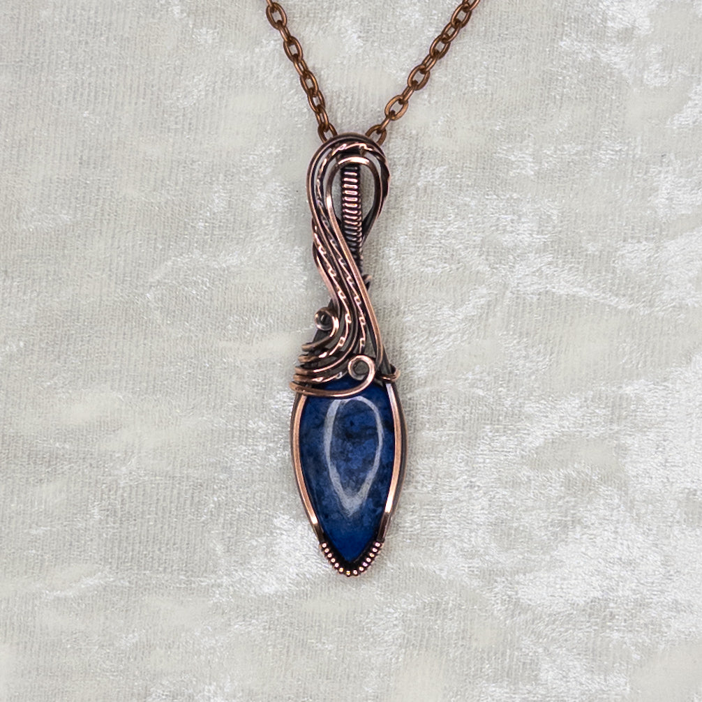 Dumortierite Antiqued Copper Pendant