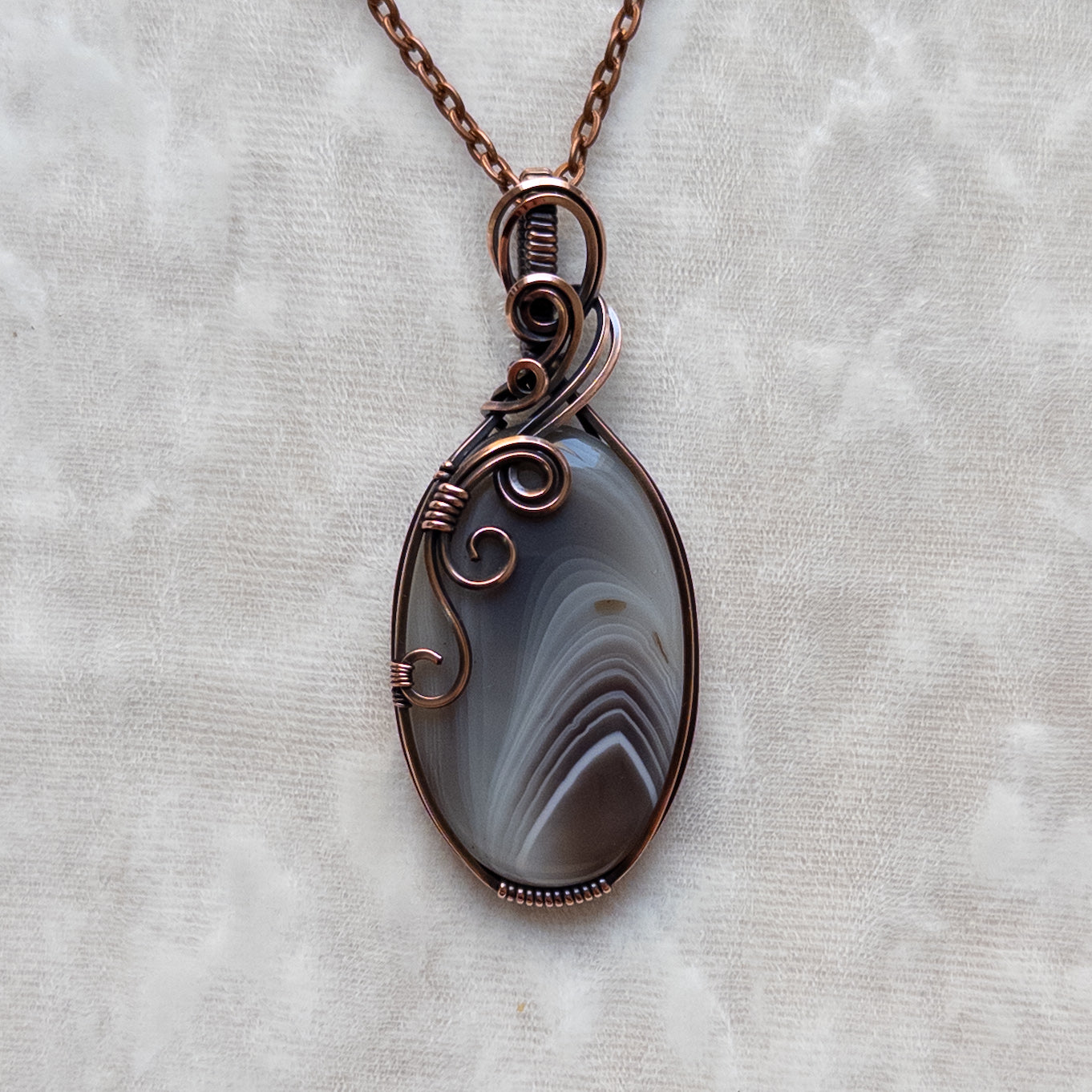 Botswana Agate Antiqued Copper Pendant