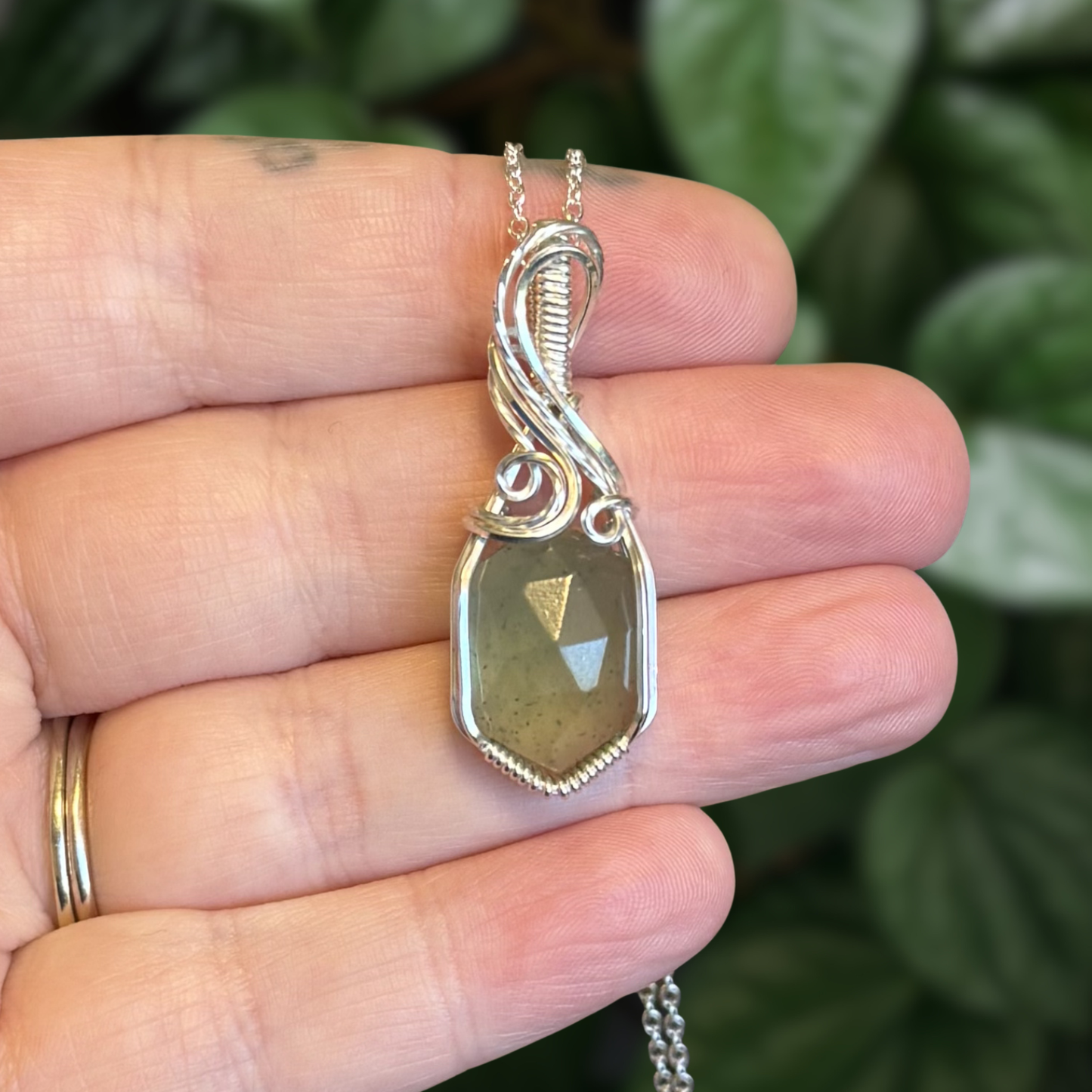 Moss Serpentine Sterling Silver Pendant