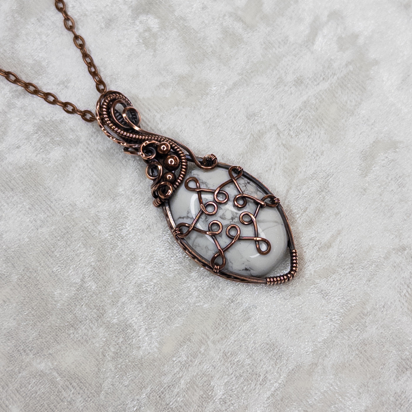 Howlite Snowflake Antiqued Copper Pendant - C